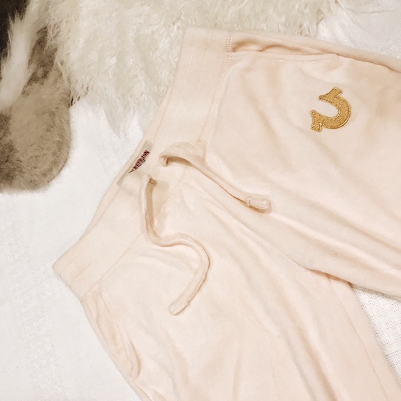TRUE RELIGION Sweatpants Joggers Velour Athleisure Designer Rhinstone Horseshoe - Picture 6 of 8